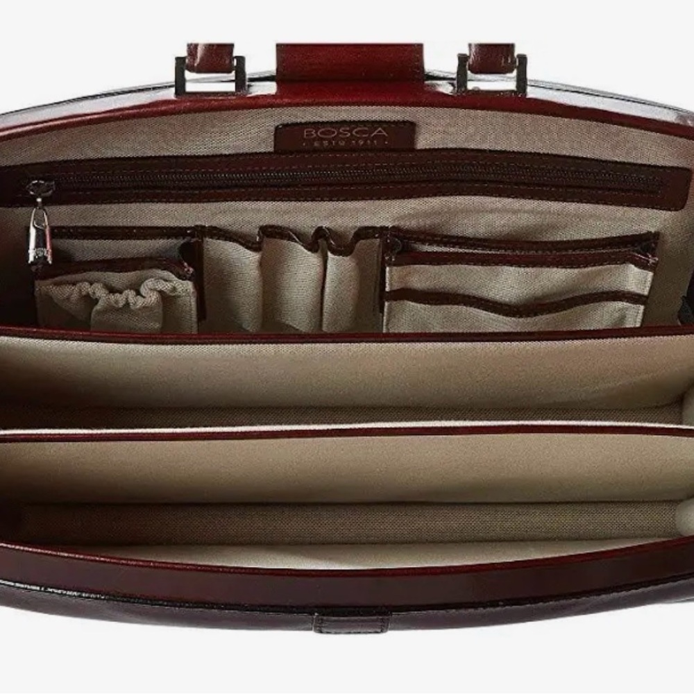 Bosca Rich Brown Leather Briefcase - Picture 3 of 9